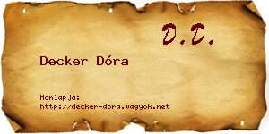 Decker Dóra névjegykártya